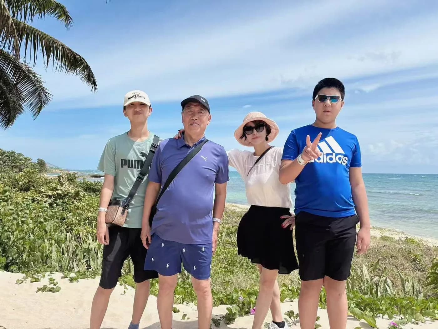 Me and my family on a windy overlook above the water