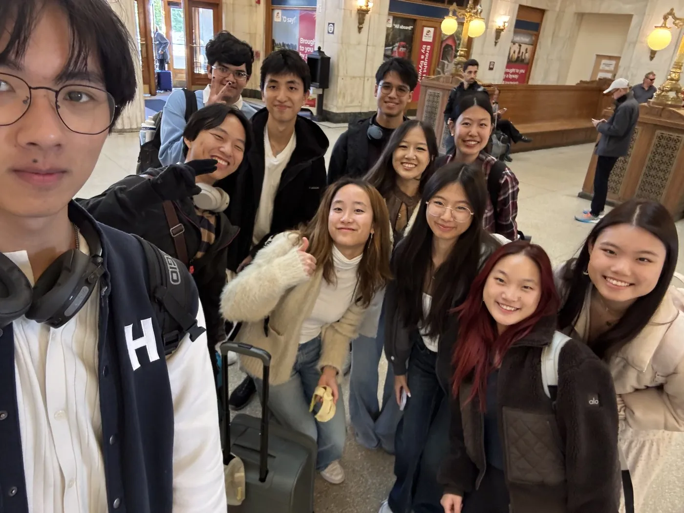 Friends crowded into one frame